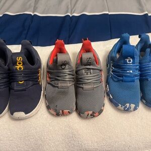 Lot of 3 pairs of Addias Kids Athletic Slip-On Sneakers (no tie)